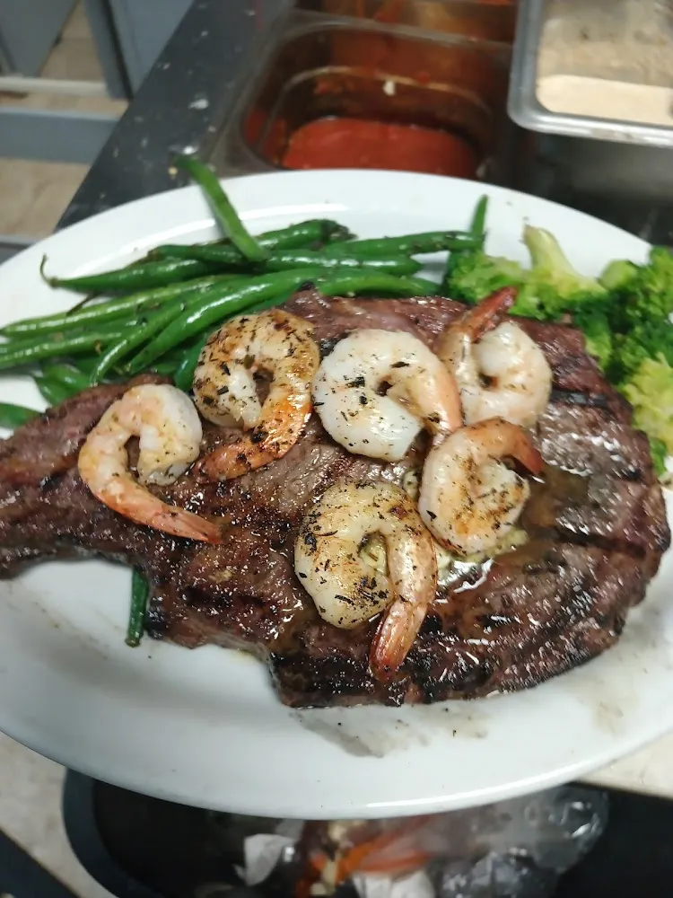 Rib Eye and Shrimp